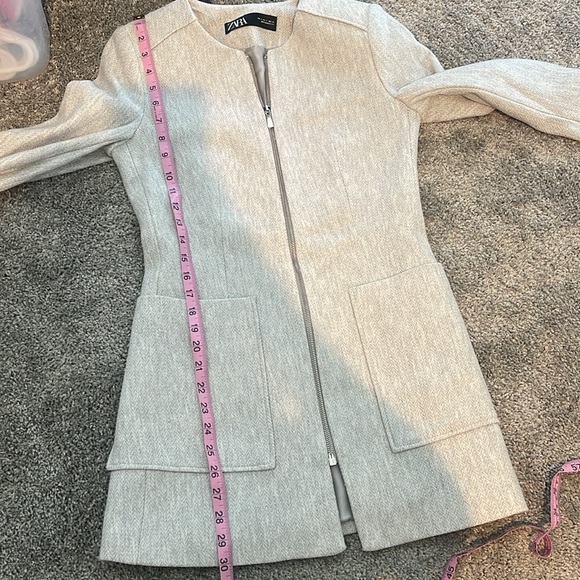 Zara Tweed Jacket Size USA Small - Herringbone Grey - Picture 6 of 7